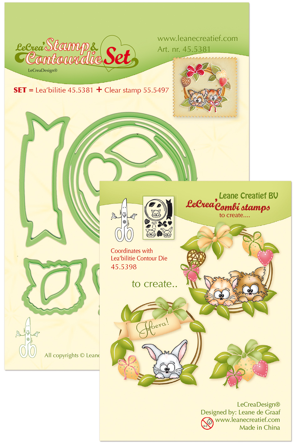 LeCrea Stamp & Contour Die Set - Wreath with Pets