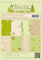 Leane Creatief Christmas Design Paper - Assortment Green/Beige 16xA5