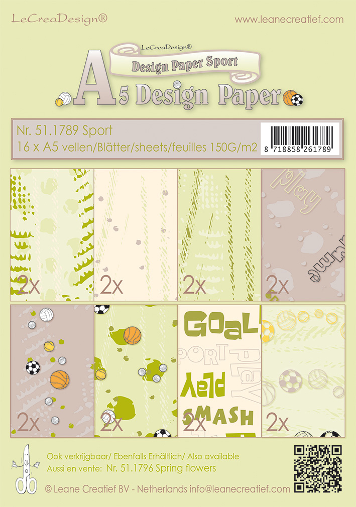 Leane Creatief Background Paper Sport Beige/Green 16xA5  SALE