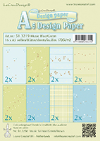 Leane Creatief Design Paper Assortment Music A5 Blue and Green SALE