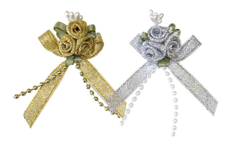 Ribbon - Rose Bows & Pearls Metallic (20)