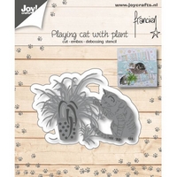 Joy Craft Cutting Embossing and Debossing Stencil - Franciens playing cat with plant