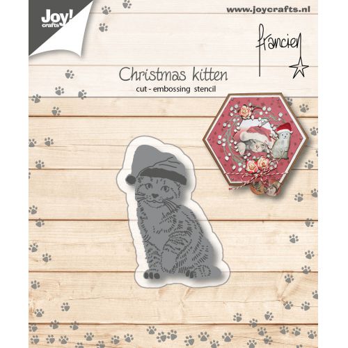 Joy Craft Cutting and Embossing Stencil - Franciens Christmas Kitten