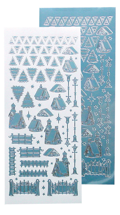 Winter Scenery Stickers Mirror Ice Blue per 10