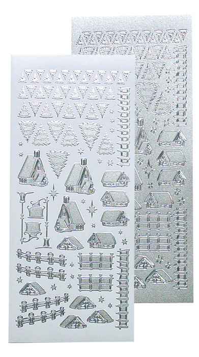 Winter Scenery Stickers Pearl Silver per 10