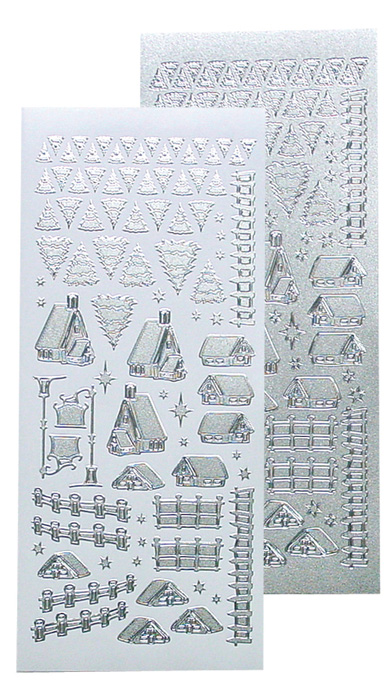 Winter Scenery Stickers Pearl Silver per 10