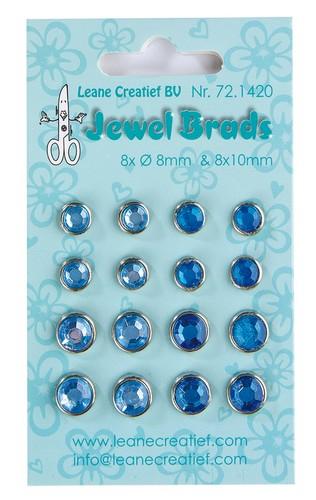 Leane Creatief Jewel brads dark & light blue 8x 8mm. & 8x 10mm.