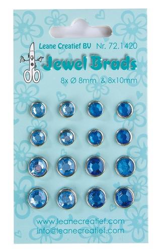 CLEARANCE Leane Creatief Jewel Brads Dark & Light Blue 8x 8mm. & 8x 10mm.