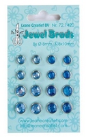 Leane Creatief Jewel brads dark & light blue 8x 8mm. & 8x 10mm.