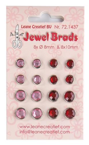 Leane Creatief Jewel brads bordeaux & light pink 8x 8mm. & 8x 10mm