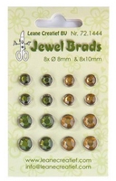 Leane Creatief Jewel brads moss green & light gold 8x 8mm. & 8x 10mm