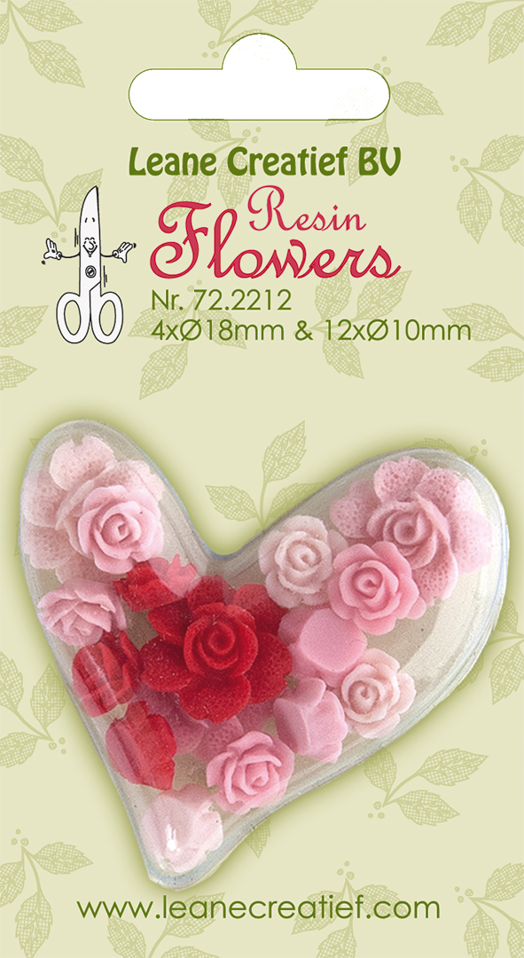 Leane Creatief Resin Flowers - Roses Pink/Red