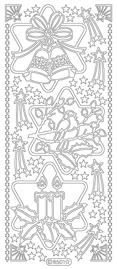 Starform Peel Off Sticker - Bells, Robins & Candles in Stars