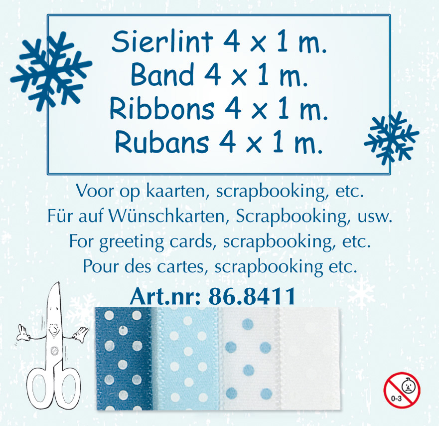 Winter Ribbon Assortment Blue/White 4 x 1m SALE NOW 1/2 PRICE