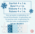 Winter Ribbon Assortment Blue/White 4 x 1m SALE NOW 1/2 PRICE