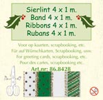 Christmas Ribbon Assortment Green 4x1m SALE NOW 1/2 PRICE