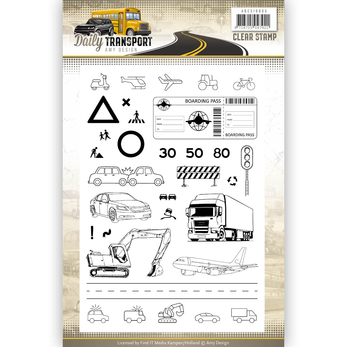 Amy Design Daily Transport Clear Stamp
