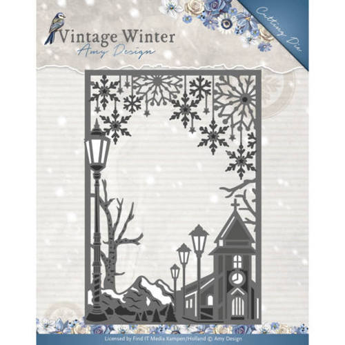 Amy Design Vintage Winter Cutting Dies - Village Frame Straight