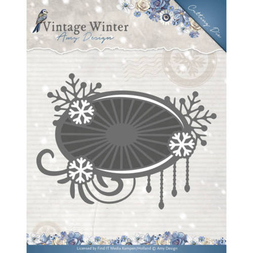 Amy Design Vintage Winter Cutting Dies - Snowflake Swirl Label