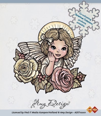 Amy Designs Stamp - Angel with Roses SALE 50% OFF MARKED PRICE