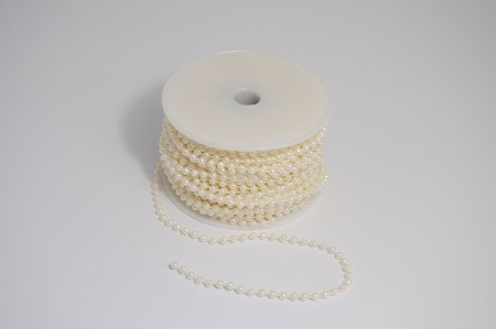 4mm x 25m Round Bead Trim CREAM