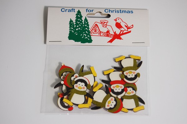 Wooden Penguin Stickers x 8