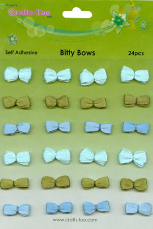 Crafts Too Self Adhesive Bitty Bows - Blue / Green (24pcs)