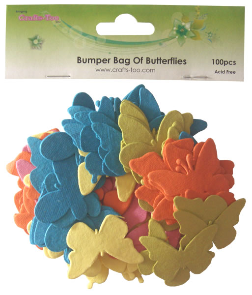 Crafts Too Bumper Bag of Butterflies - Bright (100pcs)