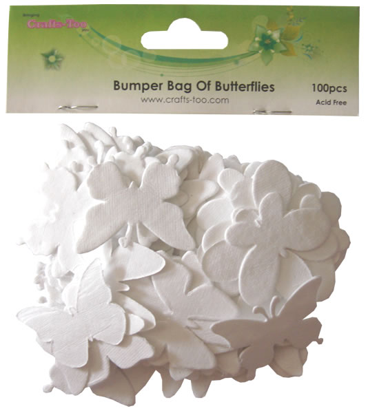 Crafts Too Bumper Bag of Butterflies - White (100pcs)