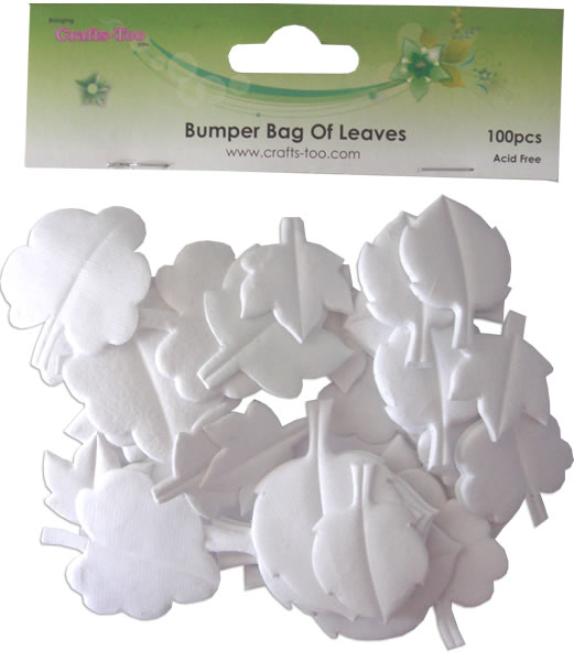 Crafts Too Bumper Bag of Leaves - White (100pcs)