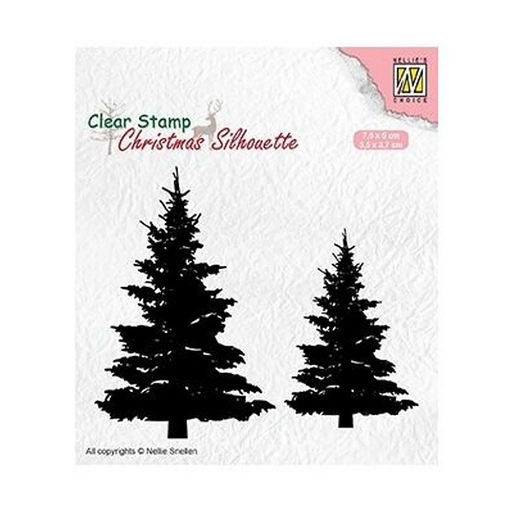 NEW Nellie Snellen Christmas Silhouettes Clear Stamps - Fir Trees