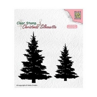 NEW Nellie Snellen Christmas Silhouettes Clear Stamps - Fir Trees
