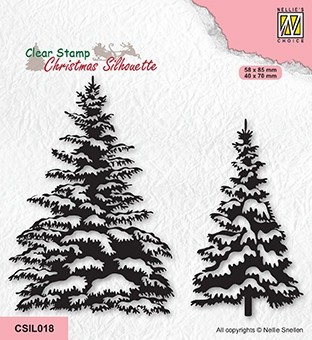 Nellie Snellen Clear Stamp Christmas Silhouette - Snowy Pinetrees