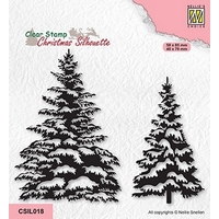 Nellie Snellen Clear Stamp Christmas Silhouette - Snowy Pinetrees