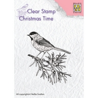 Nellie Snellen Clear Stamp Christmas Time - Conifer Branch with Bird