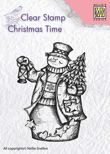 Nellie Snellen Clear Stamp Christmas Time - Snowman with Lantern