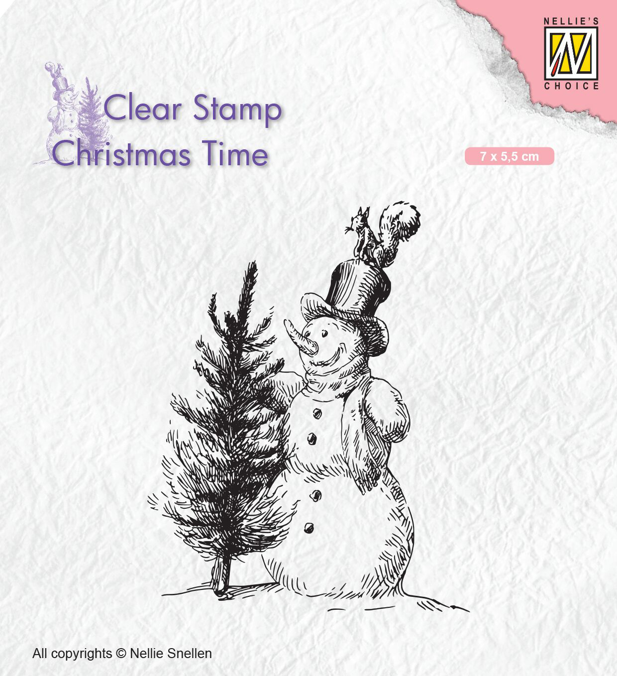 Nellie Snellen Clear Stamp Christmas Time - Snowman with Tree