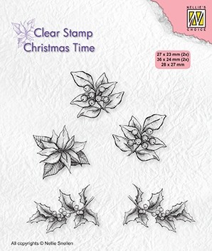 Nellie Snellen Clear Stamp Christmas Time - Poinsettia