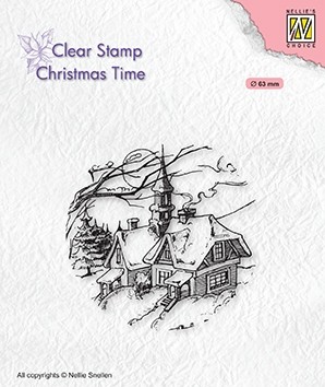 Nellie Snellen Clear Stamp Christmas Time - Snowy Christmas Scene