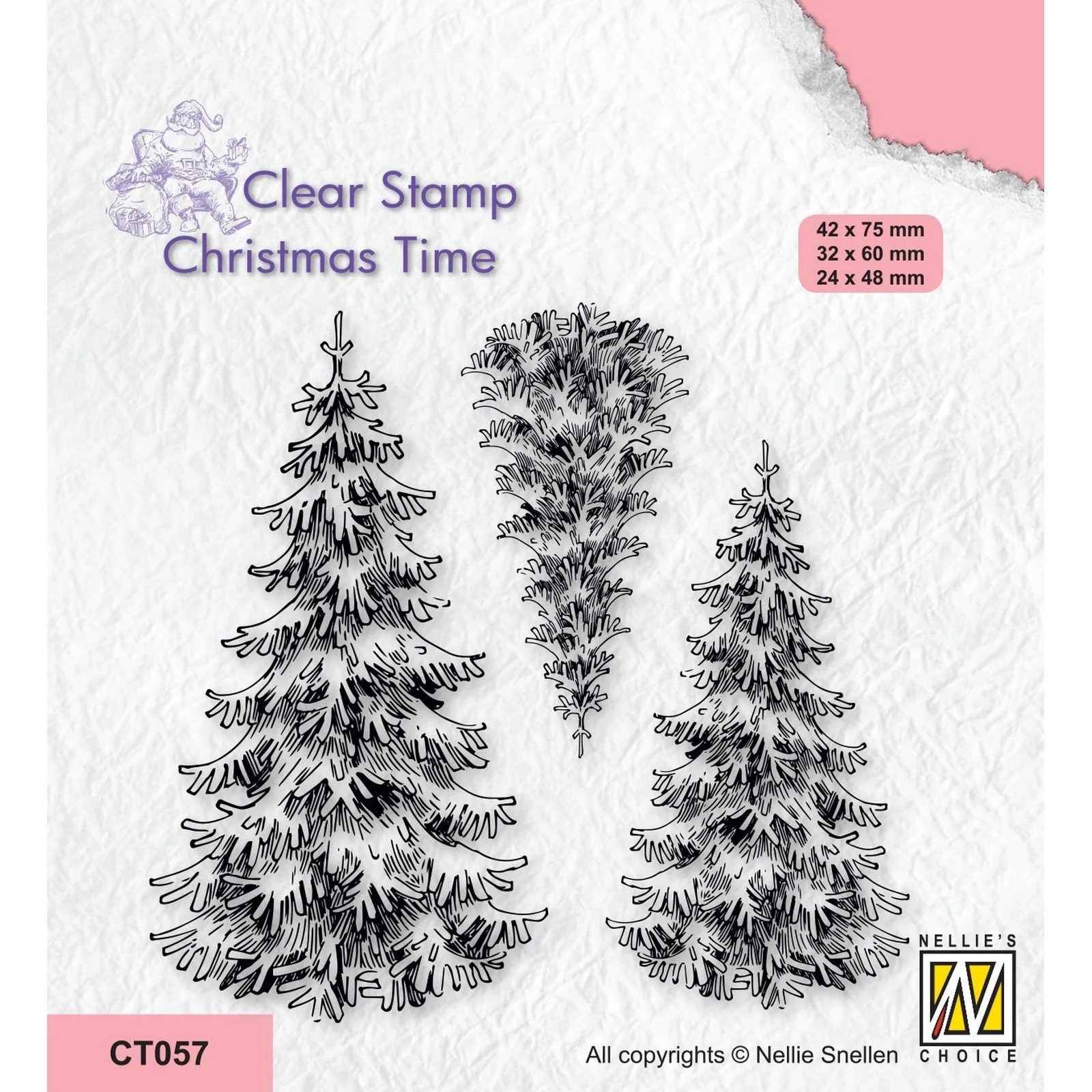 Nellie Snellen Clear Stamp Christmas Time - 3 Snowy Fir Trees