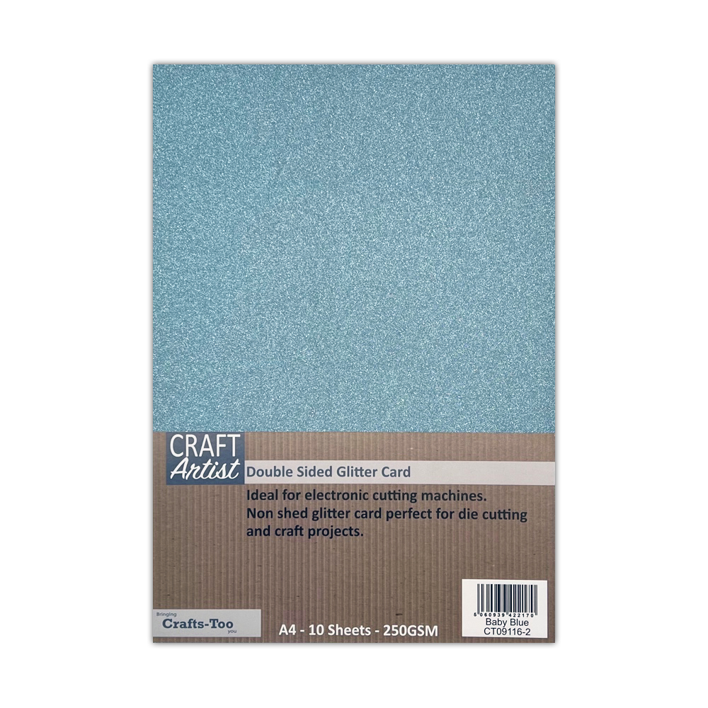 Craft Artist A4 Double Sided Glitter Card - Baby Blue