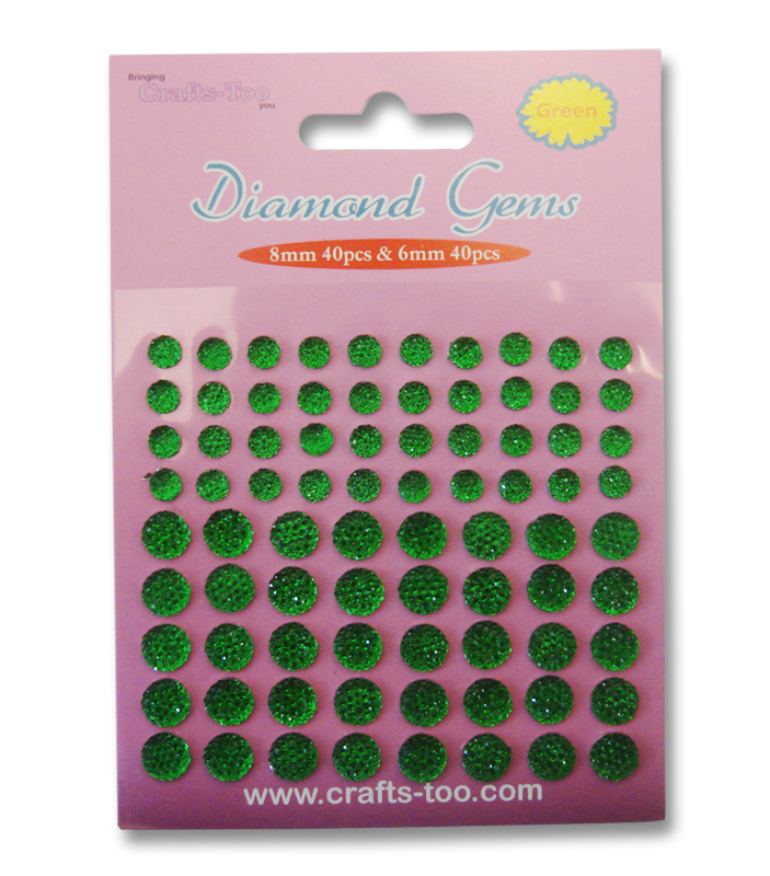 Crafts Too Diamond Gems - Green 80pcs SPECIAL OFFER