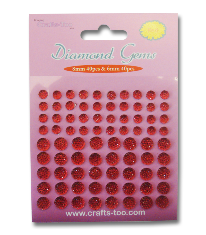 Crafts Too Diamond Gems - Red 80pcs SPECIAL OFFER