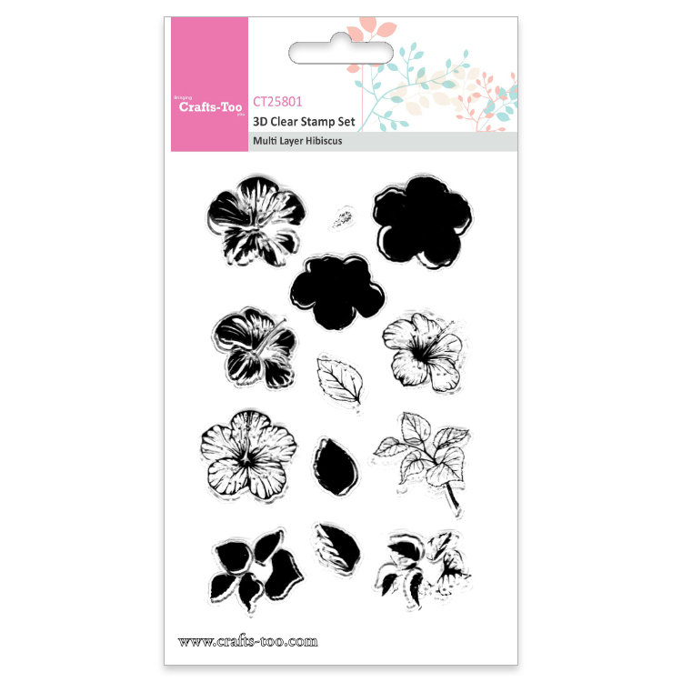 Crafts Too 3D Clear Stamp Set - Multi Layer Hibiscus (13pcs)