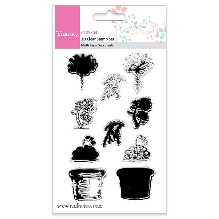Crafts Too 3D Clear Stamp Set - Multi Layer Succulents (10pcs)