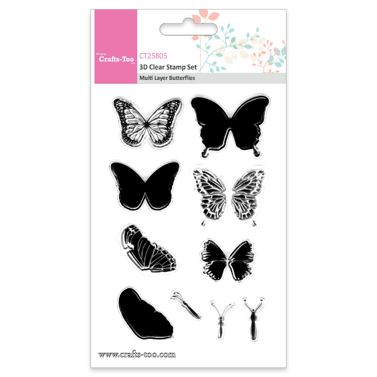 Crafts Too 3D Clear Stamp Set - Multi Layer Butterflies (10pcs)
