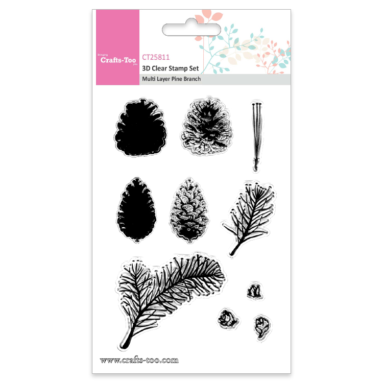 Crafts Too 3D Clear Stamp Set - Multi Layer Pine Branch (10pcs)