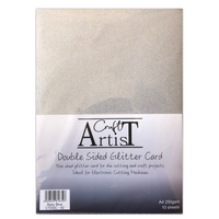 Craft Artist A4 Double Sided Glitter Card - Silver/Grey Craft Artist A4 Double Sided Glitter Card - Silver/Grey