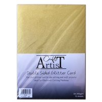 Craft Artist A4 Double Sided Glitter Card - Gold
