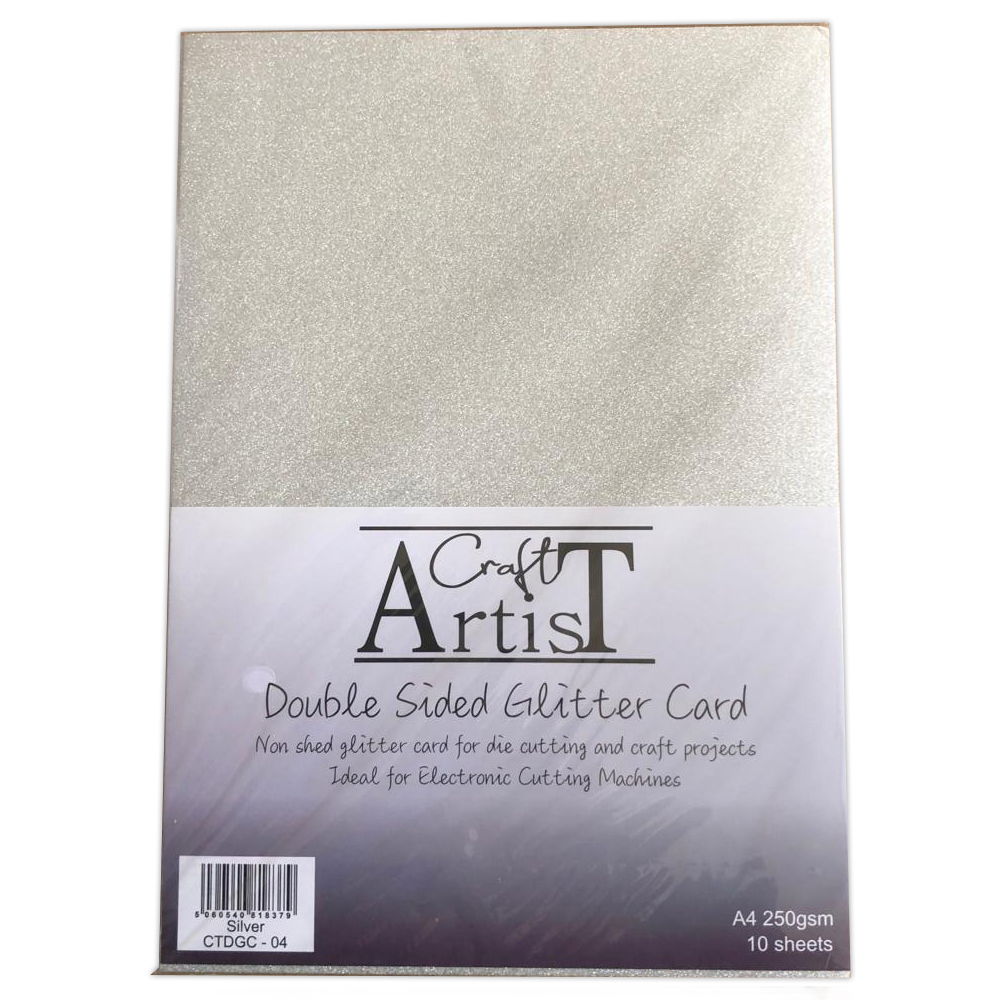 Craft Artist A4 Double Sided Glitter Card - Silver